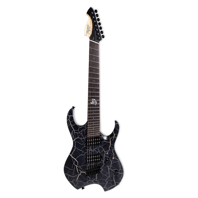 Highlights Signature electric guitar multiscale 7 string Juninho Afram Body - Brazilian Cedar Wood Pickups - 2 ARW-7 cerâmicos by Zaganin Pickups Neck - Pau-marfim Wood - Shape C Controls - 3 way selector switch, volume and tone Fingerboard - Pau-ferro - 24T Inox multiscale - C 25.5"/ 27" R 14" Colors - Black-natural cracked open pore Nut - Bone Bridge - Monorails Machine Head - Diecast with locking Tuners Pickguard - Black